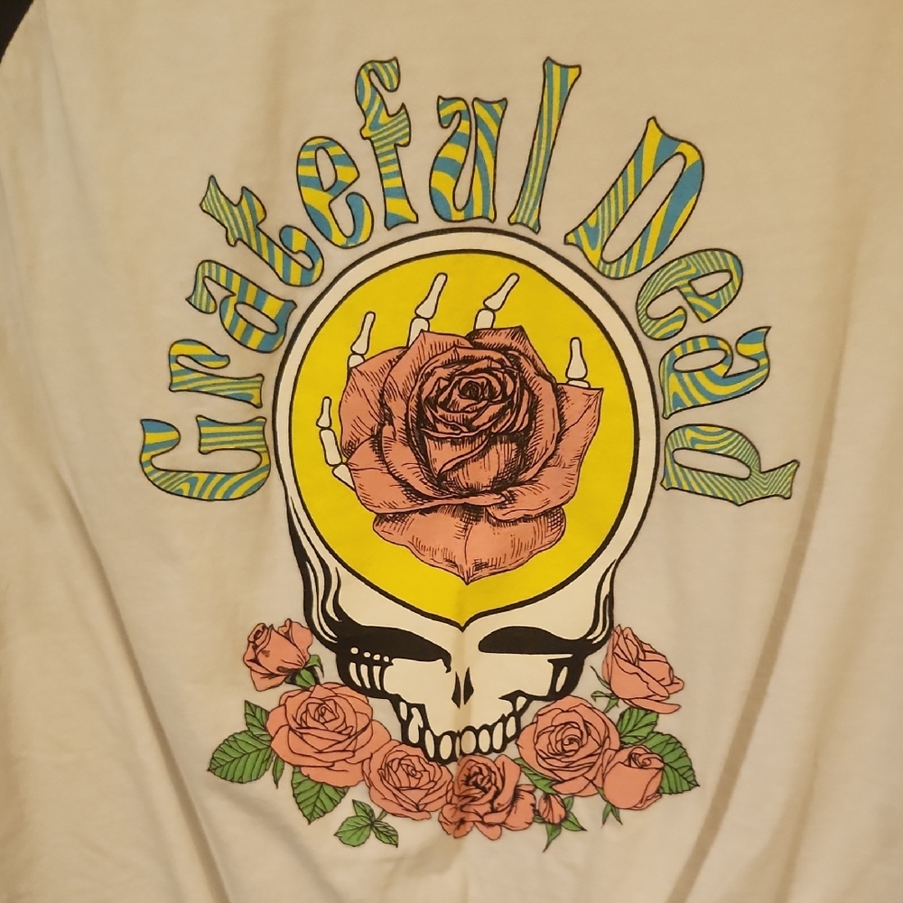 Grateful Dead Black and White Rose Skull Crop Top - Picture 3 of 5